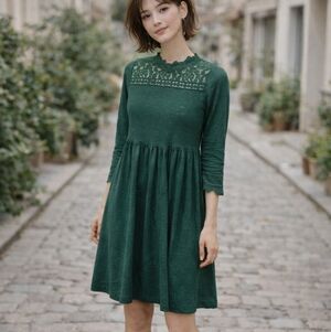 Topshop Dark Green Lace Detail Dress – Size US 4
